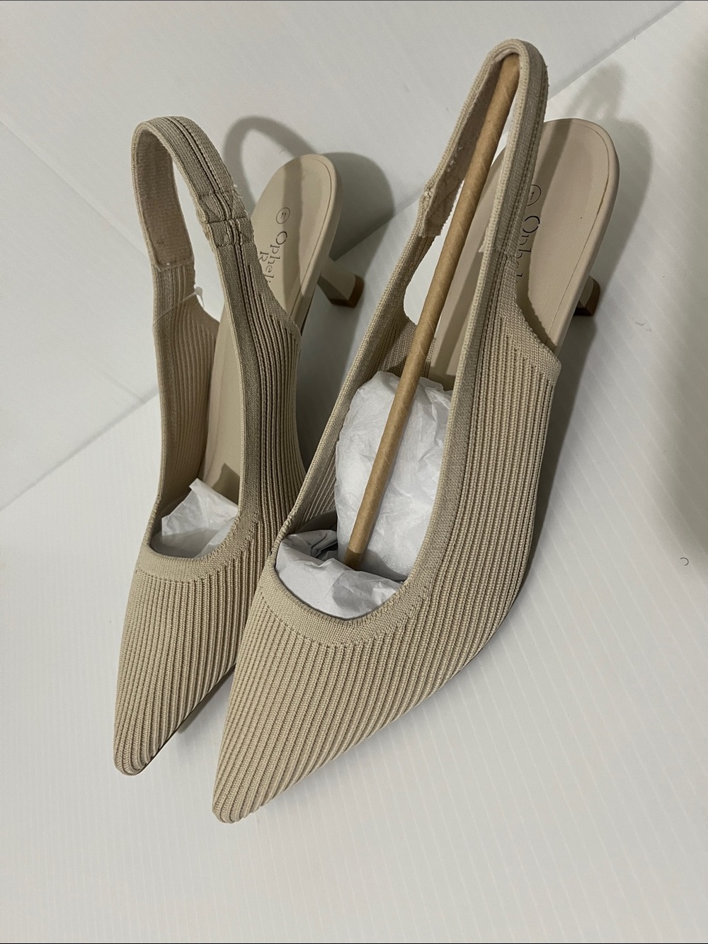 Elegant Beige Slingback Pointed Toe Heels - Ophelia Roe